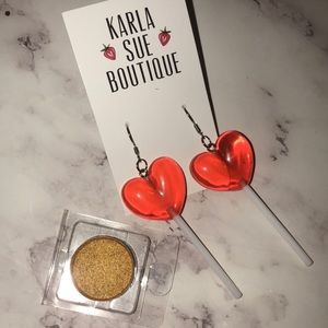 RED Lollipop Earrings + Highlighter Set